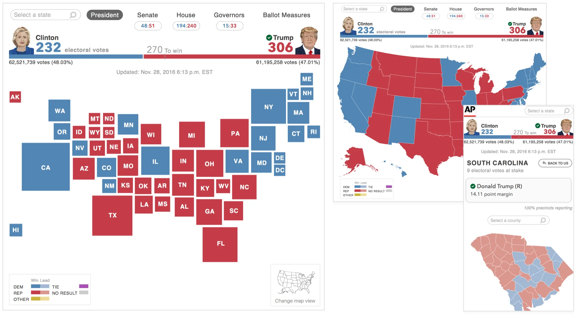2016 presidential election night maps