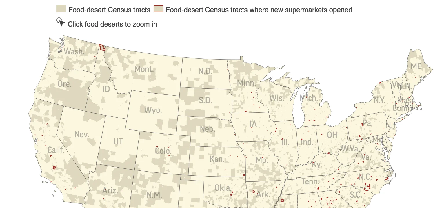 Supermarkets in food deserts